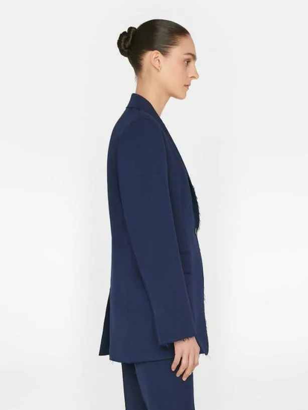 Frame Oversized Raw Edge Blazer In Navy Navy Women Jackets and Coats Frame Oversized Raw Edge Blazer In Navy Navy Women Jackets and Coats