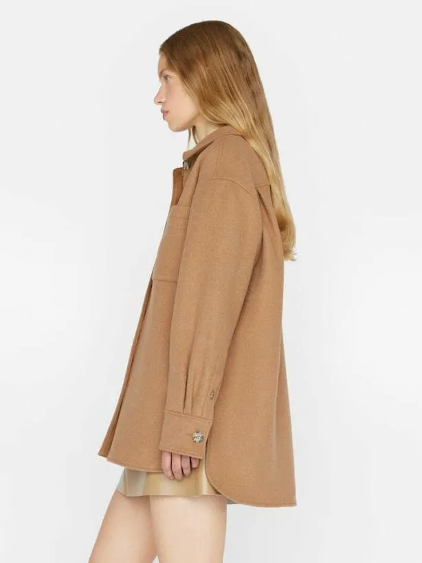 Frame Oversized Trucker Shirt Jacket In Light Camel Light Camel Women Jackets and Coats