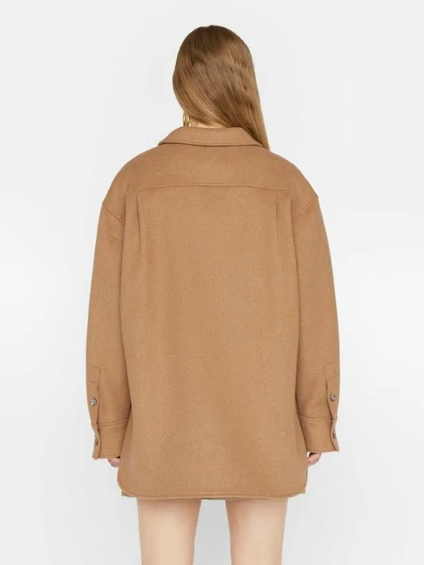 Frame Oversized Trucker Shirt Jacket In Light Camel Light Camel Women Jackets and Coats
