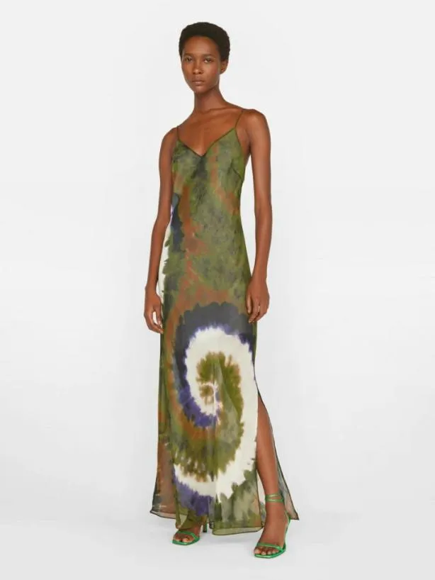 Frame Sheer Tie Dye Cami Dress In Fatigue Multi Fatigue Multi Women Dresses and Jumpsuits Frame Sheer Tie Dye Cami Dress In Fatigue Multi Fatigue Multi Women Dresses and Jumpsuits