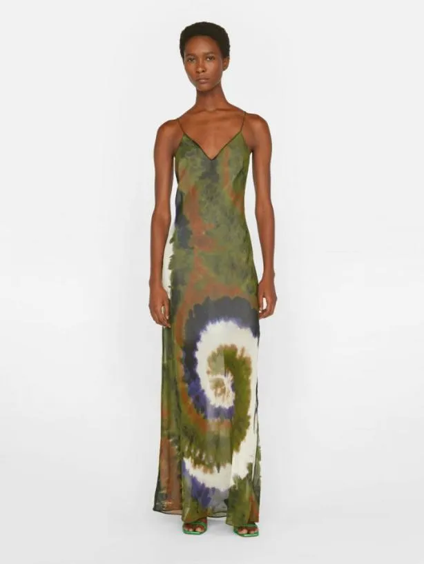 Frame Sheer Tie Dye Cami Dress In Fatigue Multi Fatigue Multi Women Dresses and Jumpsuits Frame Sheer Tie Dye Cami Dress In Fatigue Multi Fatigue Multi Women Dresses and Jumpsuits