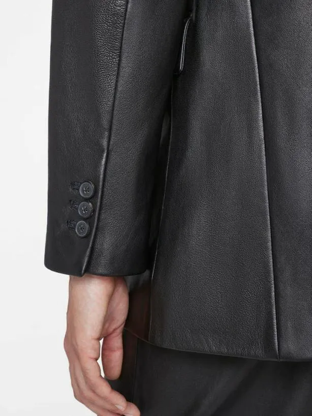 Frame The Oversized Leather Blazer In Noir Noir Women Leather and Suede Frame The Oversized Leather Blazer In Noir Noir Women Leather and Suede