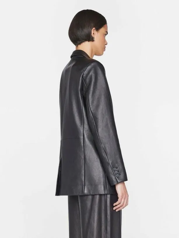 Frame The Oversized Leather Blazer In Noir Noir Women Leather and Suede Frame The Oversized Leather Blazer In Noir Noir Women Leather and Suede