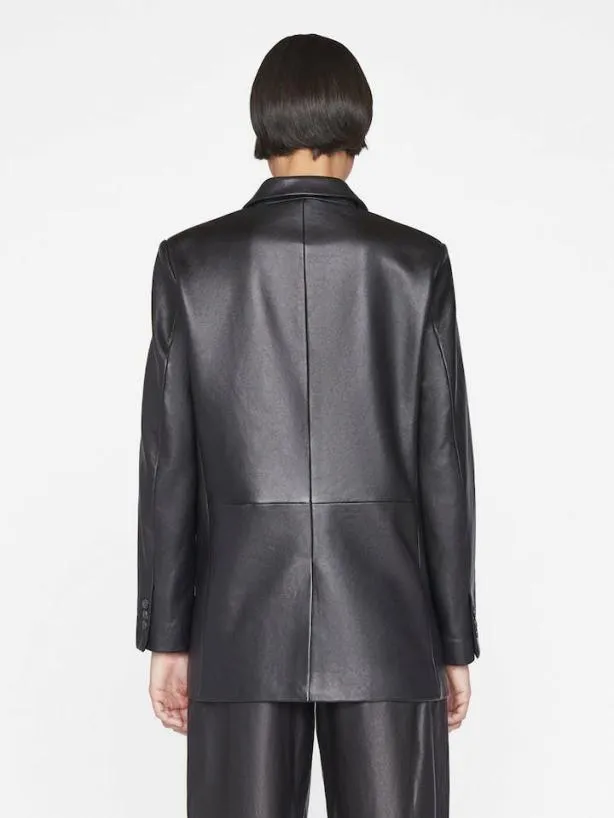 Frame The Oversized Leather Blazer In Noir Noir Women Leather and Suede Frame The Oversized Leather Blazer In Noir Noir Women Leather and Suede