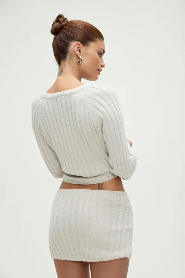 Frankies Bikinis Ashton Cotton Knit Sweater Cream Women Cloud Knits