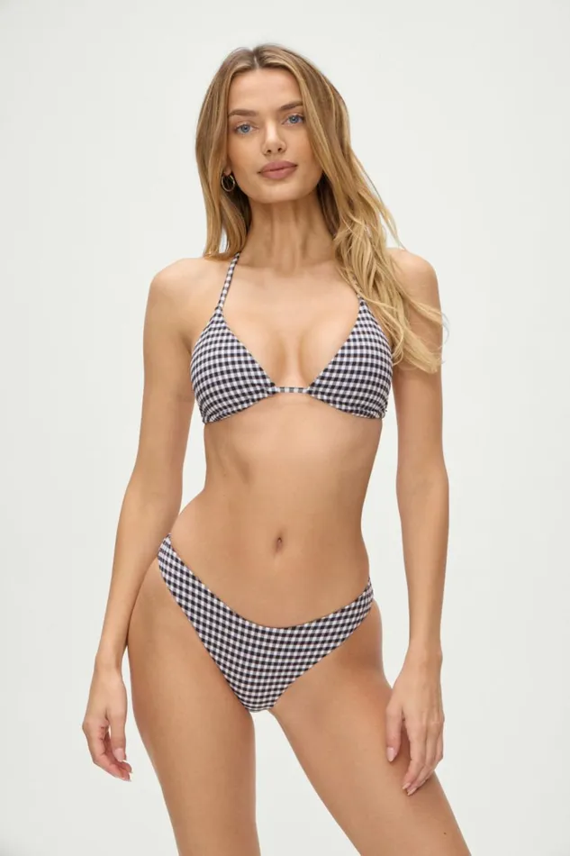 Frankies Bikinis Catalina Full Coverage Bikini Bottom Blackberry Gingham Women Bikinis