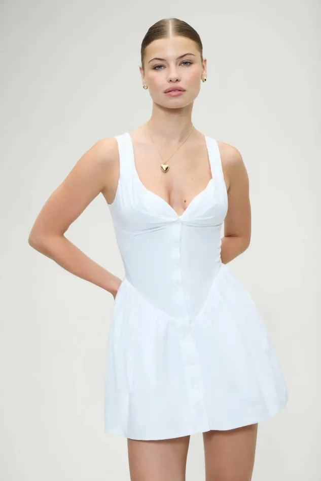 Frankies Bikinis Charlotte Corset Mini Dress White Women Dresses