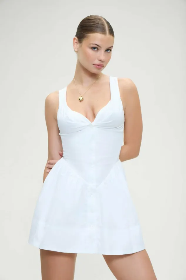 Frankies Bikinis Charlotte Corset Mini Dress White Women Dresses