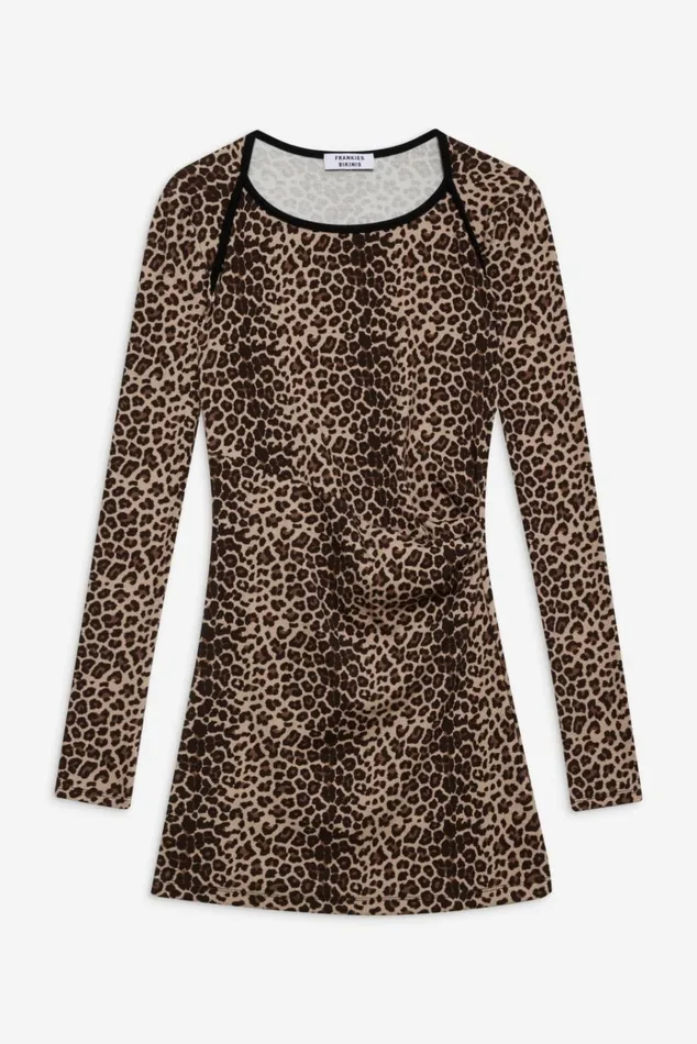 Frankies Bikinis Chelsea Long Sleeve Mini Dress Cheetah Women Dresses