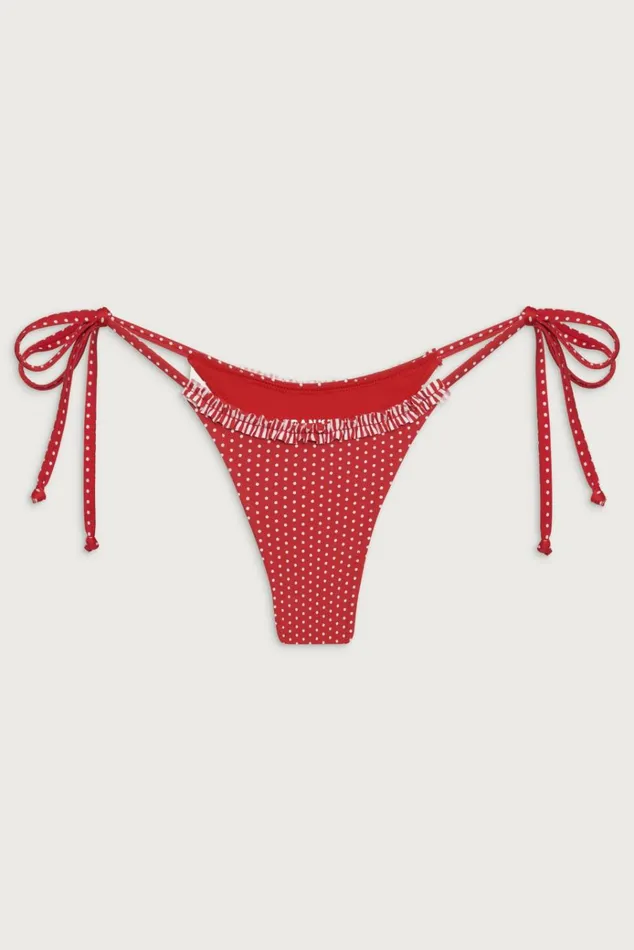 Frankies Bikinis Divine Tie Side Skimpy Bikini Bottom Scarlet Dot Women Bikinis