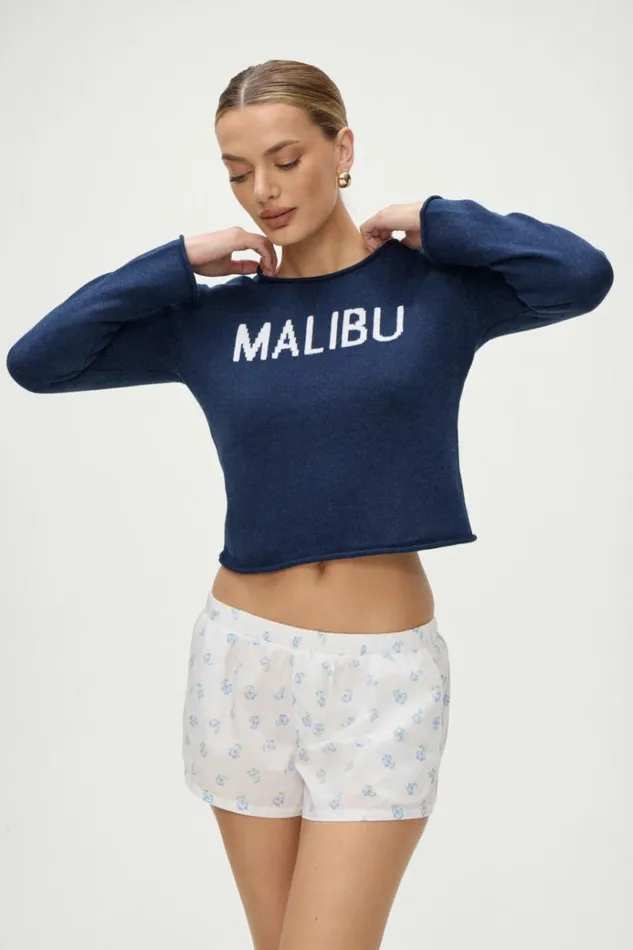 Frankies Bikinis Kennedy Cotton Knit Sweater Malibu Women Cloud Knits