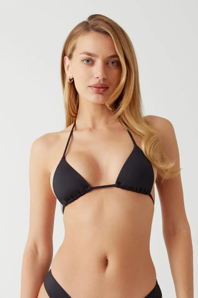 Frankies Bikinis Nick String Triangle Bikini Top Black Women Forever Collection