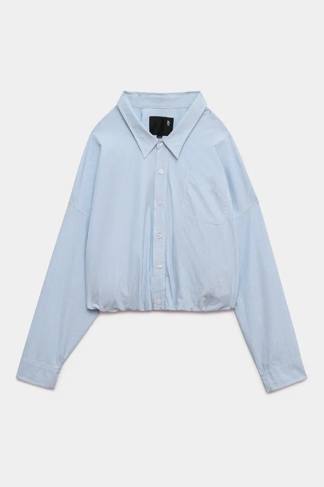 Gathered Hem Shirt 8211 Light Blue Pinstripe Women Tops R13 Gathered Hem Shirt 8211 Light Blue Pinstripe Women Tops R13