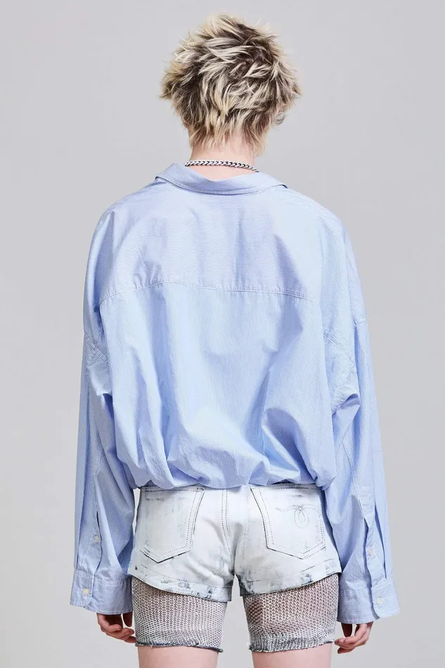 Gathered Hem Shirt 8211 Light Blue Pinstripe Women Tops R13 Gathered Hem Shirt 8211 Light Blue Pinstripe Women Tops R13