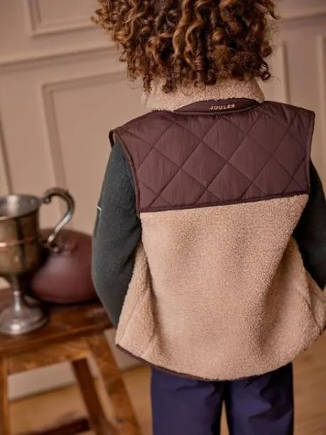 Gilets Boys Joules Natural and Brown Colourblock Fleece Gilet