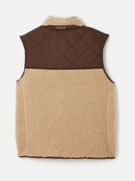Gilets Boys Joules Natural and Brown Colourblock Fleece Gilet