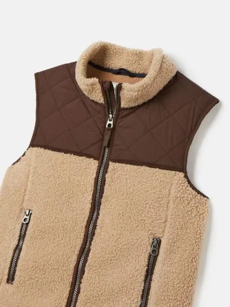 Gilets Boys Joules Natural and Brown Colourblock Fleece Gilet