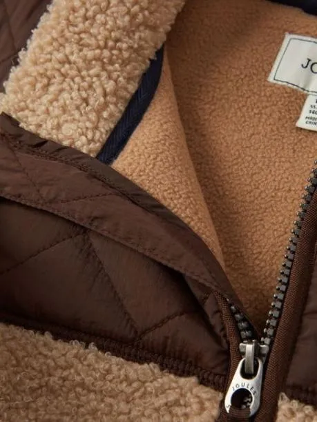 Gilets Boys Joules Natural and Brown Colourblock Fleece Gilet