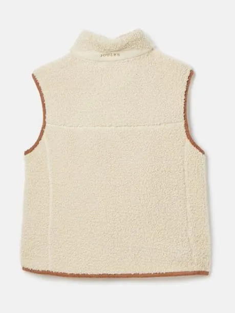 Gilets Girls Joules Cream and Natural Borg Fleece Gilet