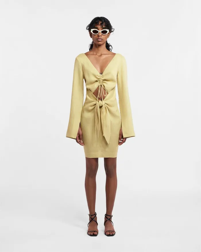 Gilia Oat Linen Women Nanushka Dresses