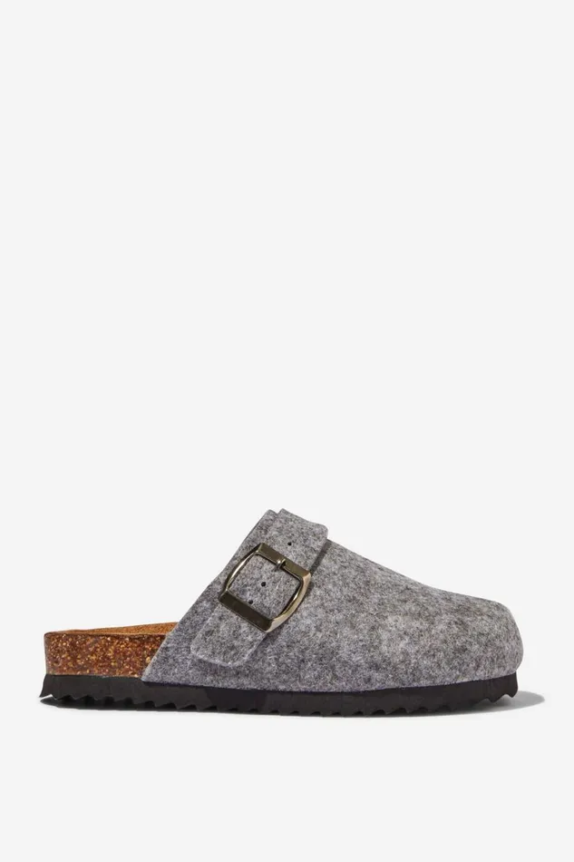 GirlsBoys Flats and Sandals Cotton On Tommy Buckle Slide Grey