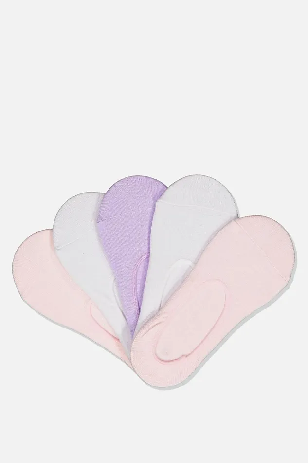 GirlsBoys Socks and Tights Cotton On Kids No Show Sock 5Pk Pink White Lilac