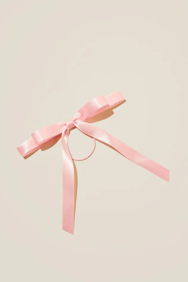 Girls Hair Accessories Cotton On Bailee Bow Hair Tie Blush Pinksatin