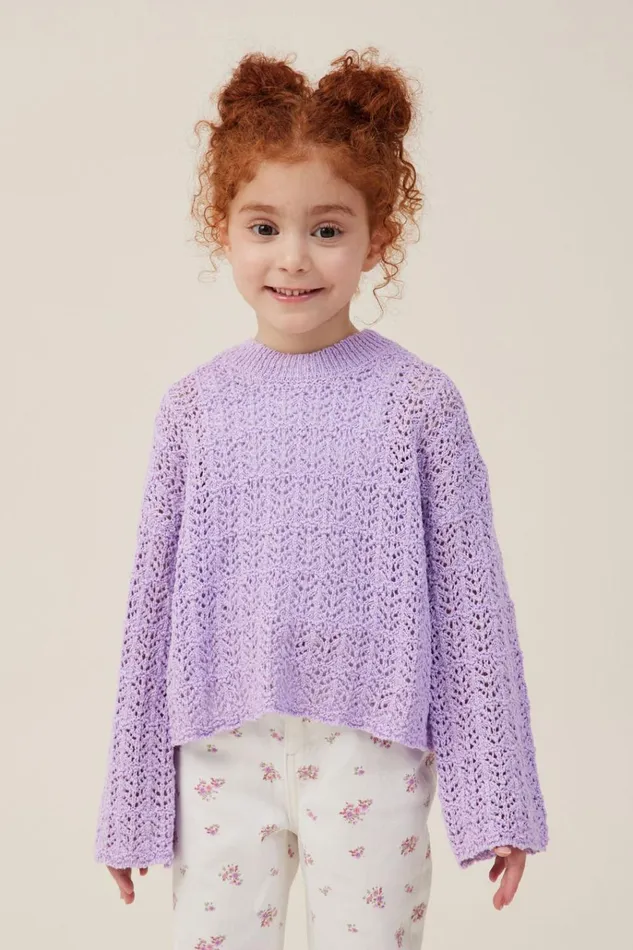 Girls Jackets and Sweaters Cotton On Sienna Knit Jumper Lilac Drop