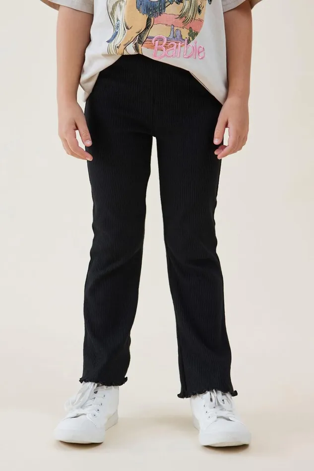 Girls Leggings Pants and Jeans Cotton On Frankie Flare Pant Black Rib