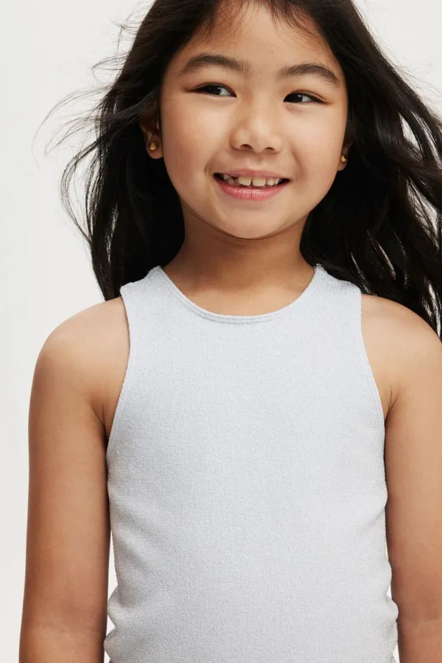 Girls Tops and TShirts Cotton On Kali Seamfree Tank Morning Blue Metallicscallop Girls Tops and TShirts Cotton On Kali Seamfree Tank Morning Blue Metallicscallop