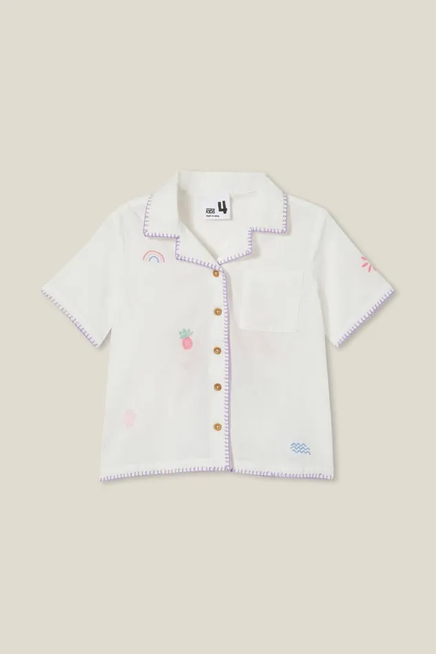 Girls Tops and TShirts Cotton On Phoebe Resort Shirt Vanillaseaside Embroideries
