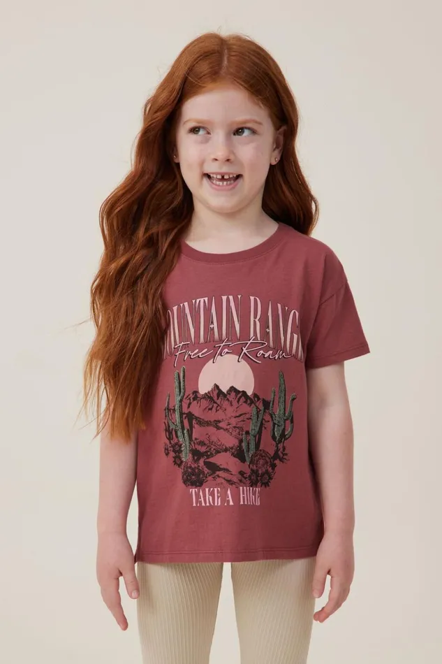 Girls Tops and TShirts Cotton On Poppy Short Sleeve Print Tee Hennamountain Range Girls Tops and TShirts Cotton On Poppy Short Sleeve Print Tee Hennamountain Range