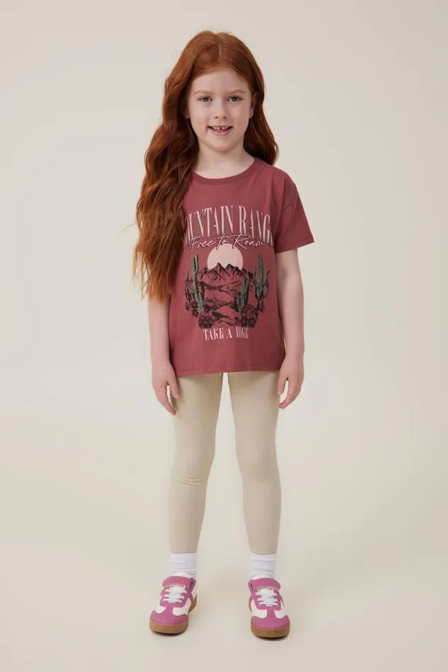 Girls Tops and TShirts Cotton On Poppy Short Sleeve Print Tee Hennamountain Range Girls Tops and TShirts Cotton On Poppy Short Sleeve Print Tee Hennamountain Range