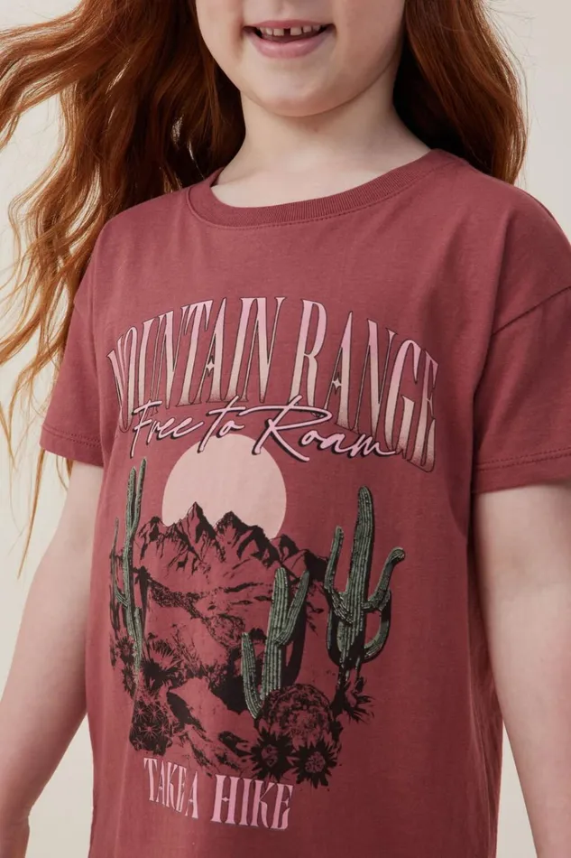 Girls Tops and TShirts Cotton On Poppy Short Sleeve Print Tee Hennamountain Range Girls Tops and TShirts Cotton On Poppy Short Sleeve Print Tee Hennamountain Range