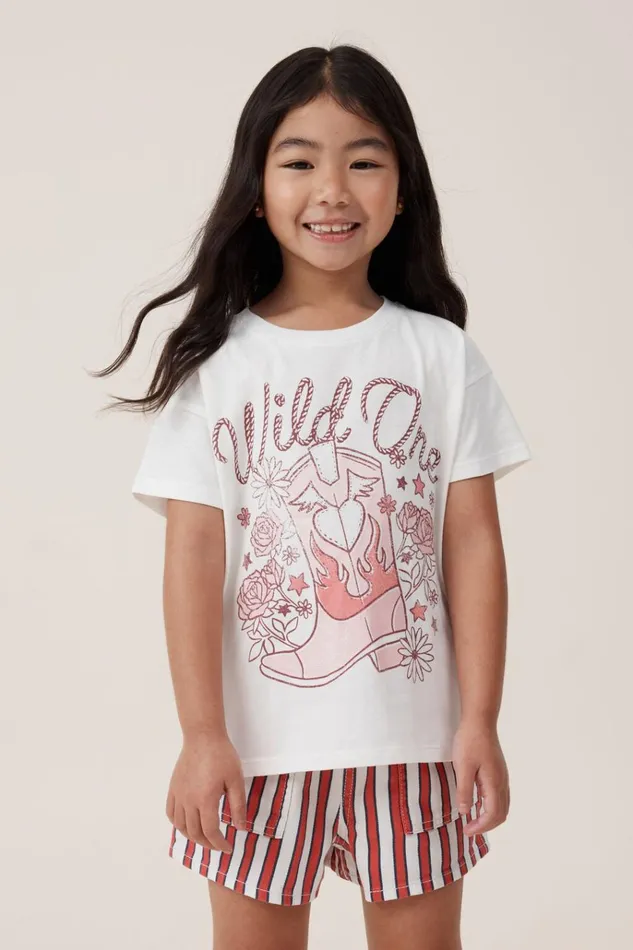 Girls Tops and TShirts Cotton On Poppy Short Sleeve Print Tee Vanillawild One