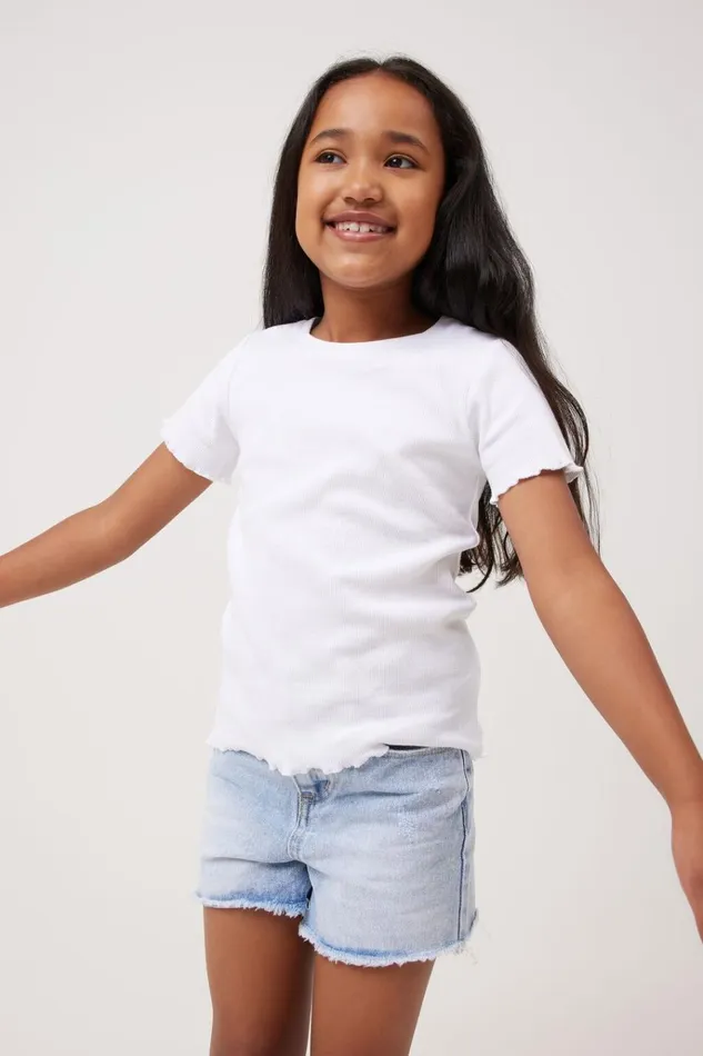 Girls Tops and TShirts Cotton On Raya Rib Baby Tee White