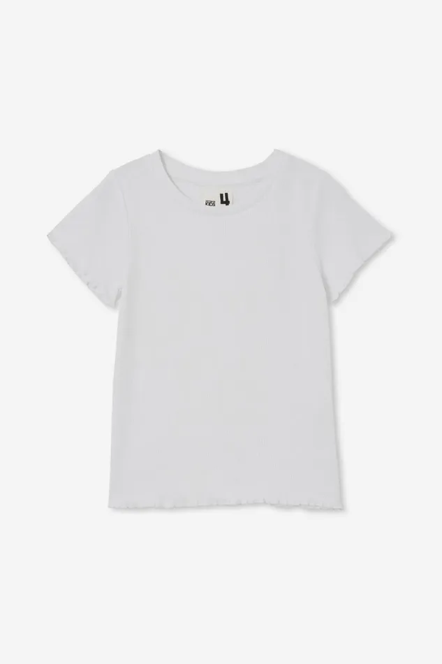 Girls Tops and TShirts Cotton On Raya Rib Baby Tee White Girls Tops and TShirts Cotton On Raya Rib Baby Tee White