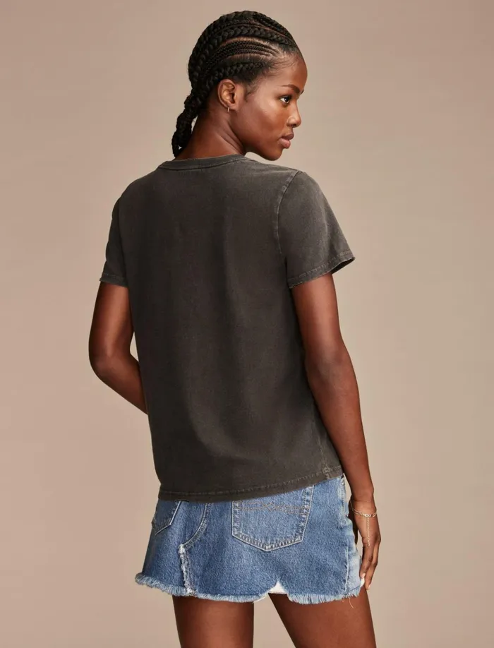 Grateful Dead Rose Bears Classic Crew Jet Black Women Lucky Brand Graphic Tees