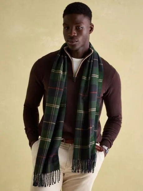 Hats Gloves and Scarves Men Joules Green and Navy Scarf