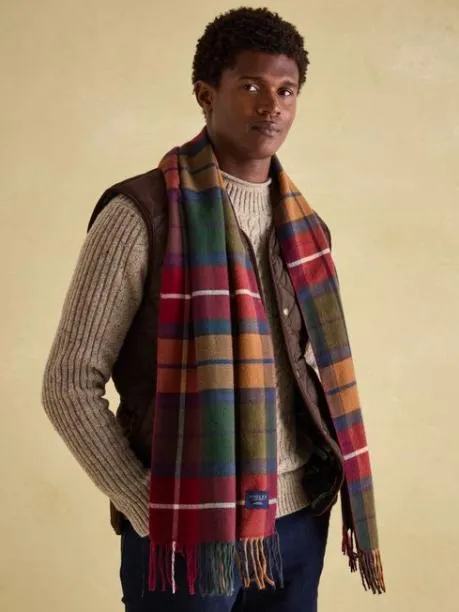 Hats Gloves and Scarves Men Joules Red and Green Scarf