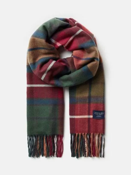 Hats Gloves and Scarves Men Joules Red and Green Scarf