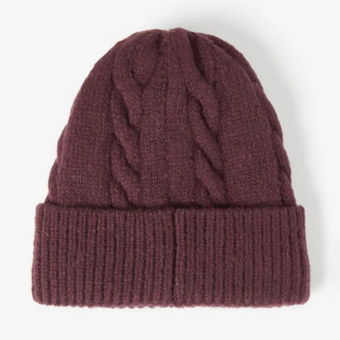 Hats Women Orvis Barbour Meadow Cable Beanie Black Cherry