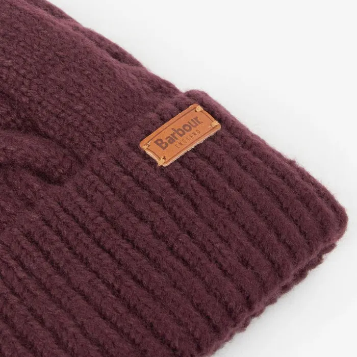 Hats Women Orvis Barbour Meadow Cable Beanie Black Cherry