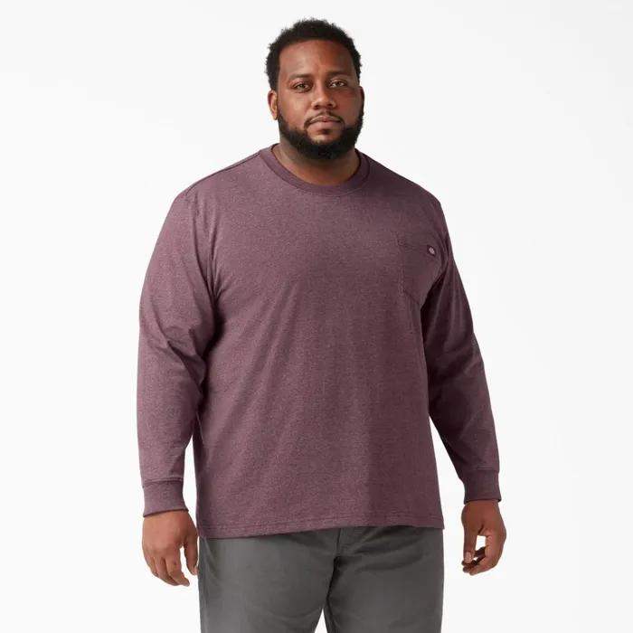 Heavyweight Heathered Long Sleeve Pocket TShirt Burgundy Burgundy byd Men Dickies Long Sleeve Work Shirts