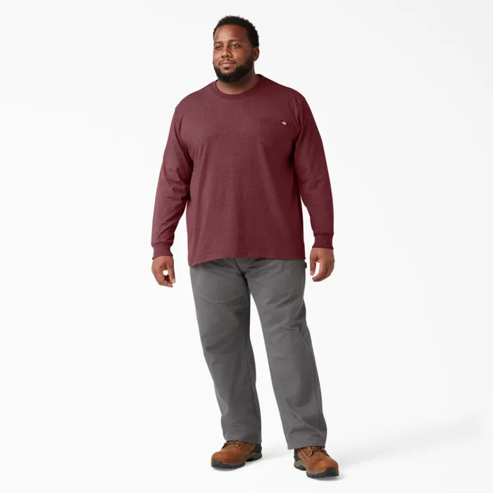Heavyweight Heathered Long Sleeve Pocket TShirt Burgundy Burgundy byd Men Dickies Long Sleeve Work Shirts