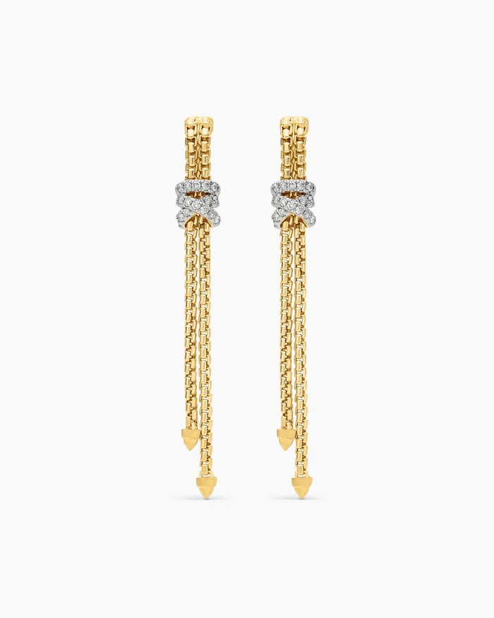 Helena Box Chain Drop Earrings In 18K Yellow Gold With Diamonds 528mm Women David Yurman Drop
