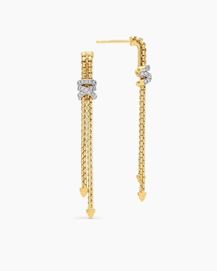 Helena Box Chain Drop Earrings In 18K Yellow Gold With Diamonds 528mm Women David Yurman Drop
