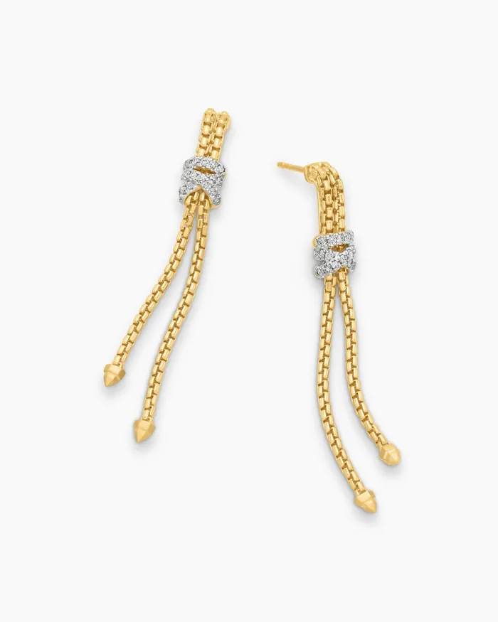 Helena Box Chain Drop Earrings In 18K Yellow Gold With Diamonds 528mm Women David Yurman Drop