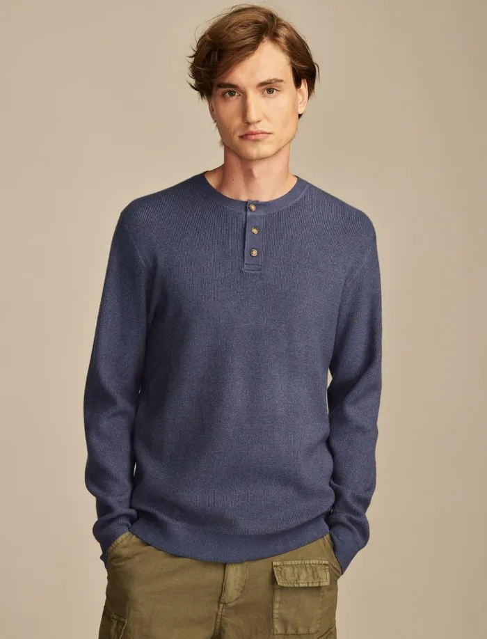 Henley Sweater Heather Blue Men Lucky Brand Sweaters