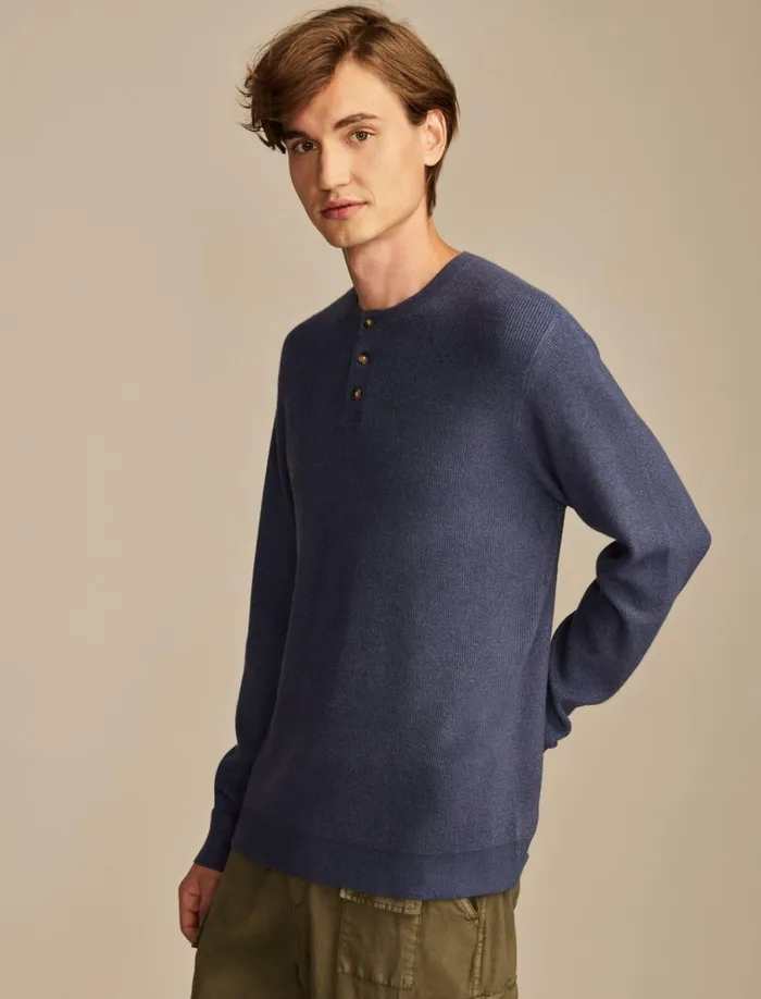 Henley Sweater Heather Blue Men Lucky Brand Sweaters